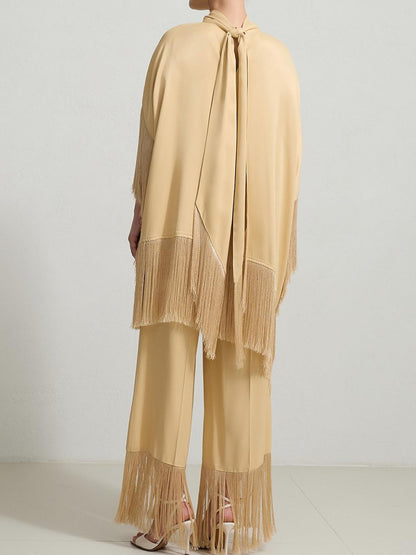 High Neck Tassel Two Pieces Set