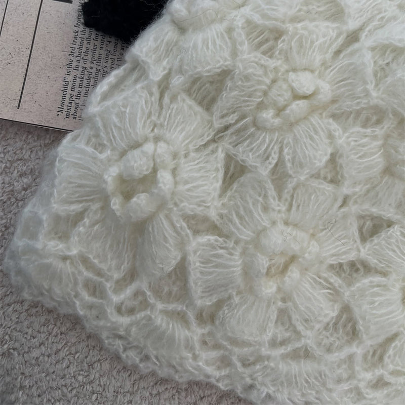 Lace Hollow Flower Crochet Knit Hat