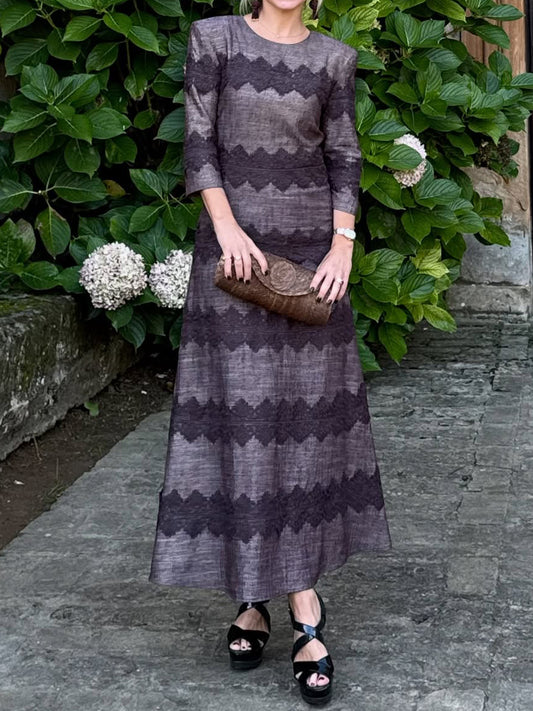 Elegant Lace Patchwork Long Sleeve Dress