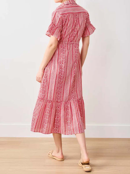 Flowy Flutter Sleeve Printed Dress
