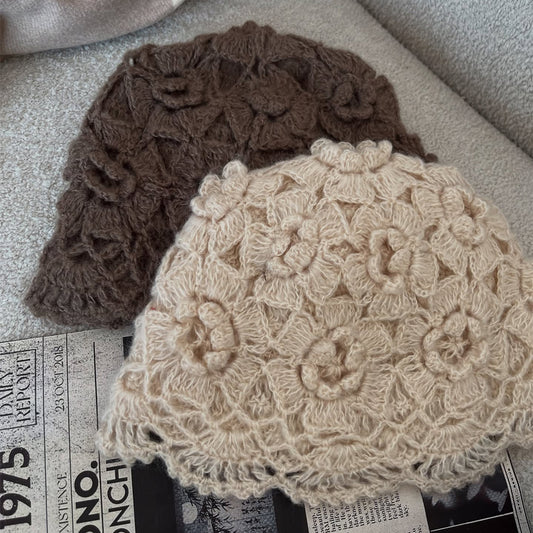 Lace Hollow Flower Crochet Knit Hat