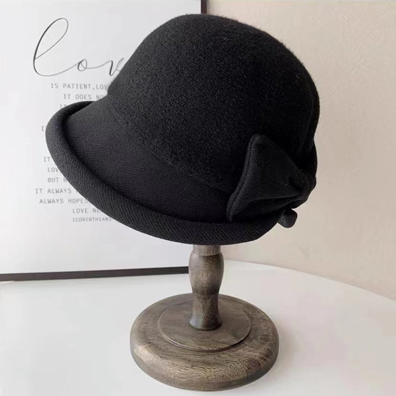 Elegant Wool Hat Bow Topper