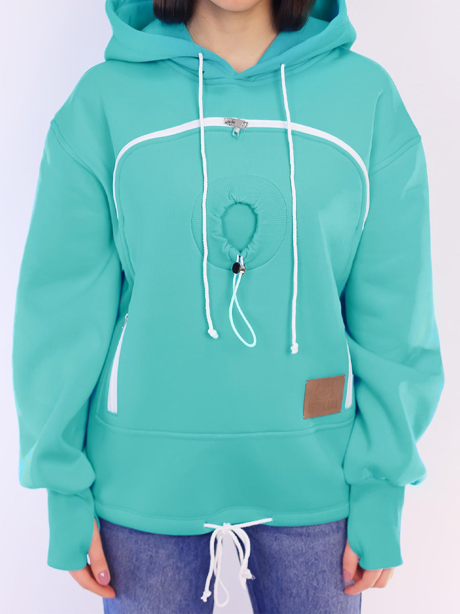 Zip Up Pockets Pet Carrier Hoodie