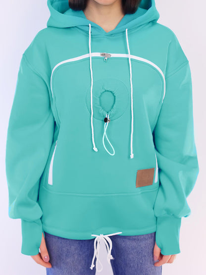Zip Up Pockets Pet Carrier Hoodie