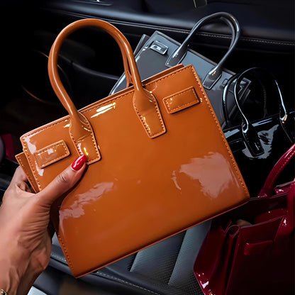 Accordion-style Patent Leather Shoulder Bag Handbag