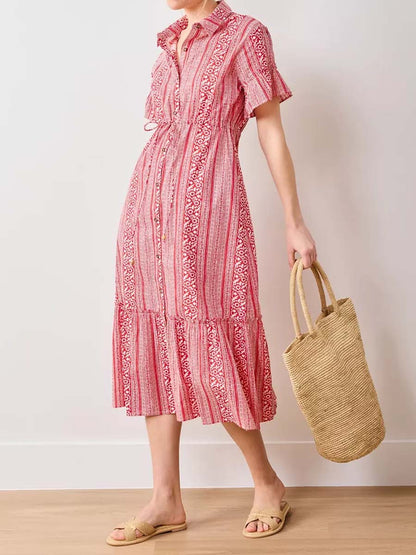 Flowy Flutter Sleeve Printed Dress