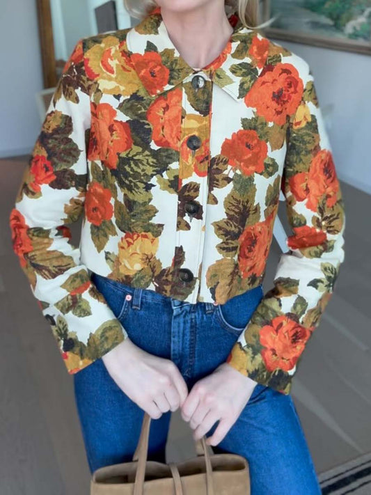 Classic Collar Short Printed Jacket