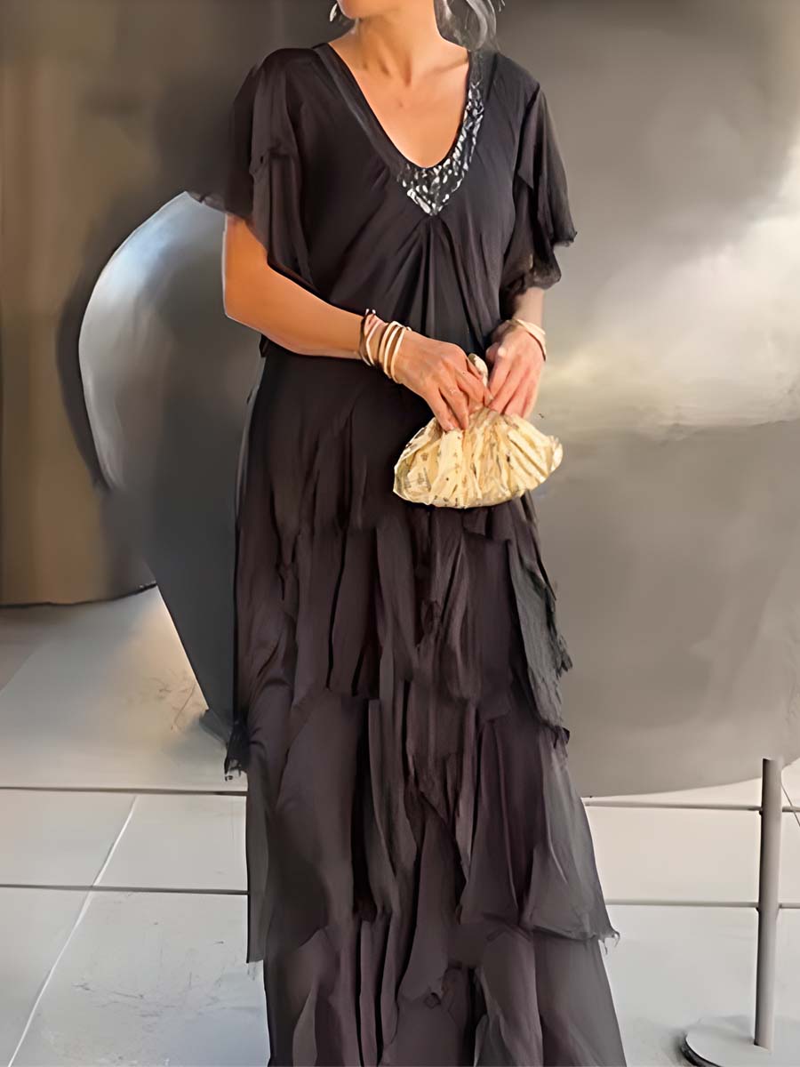 Asymmetric Solid Maxi Dress