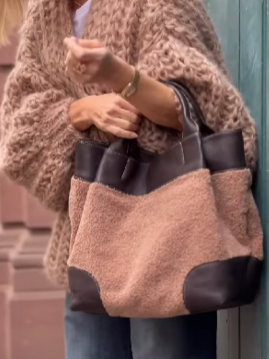 Patchwork Cashmere Leather Tote