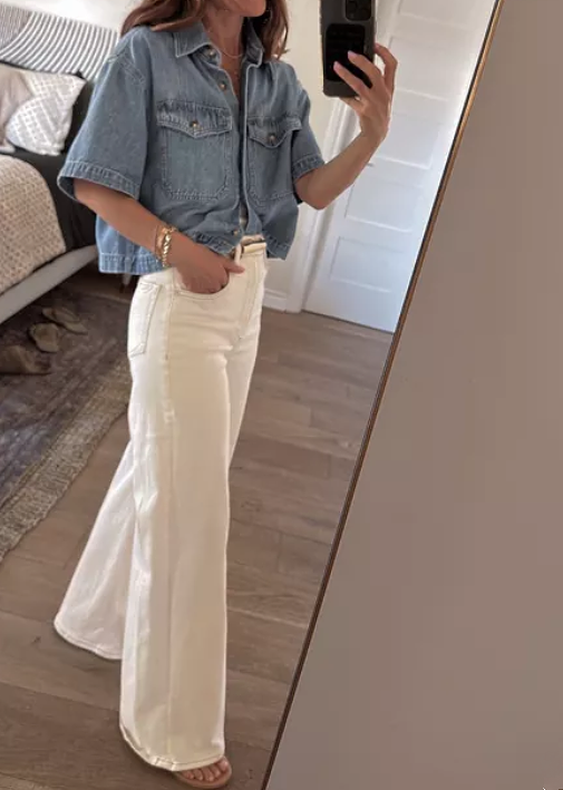 The Chic Short Denim Shirt