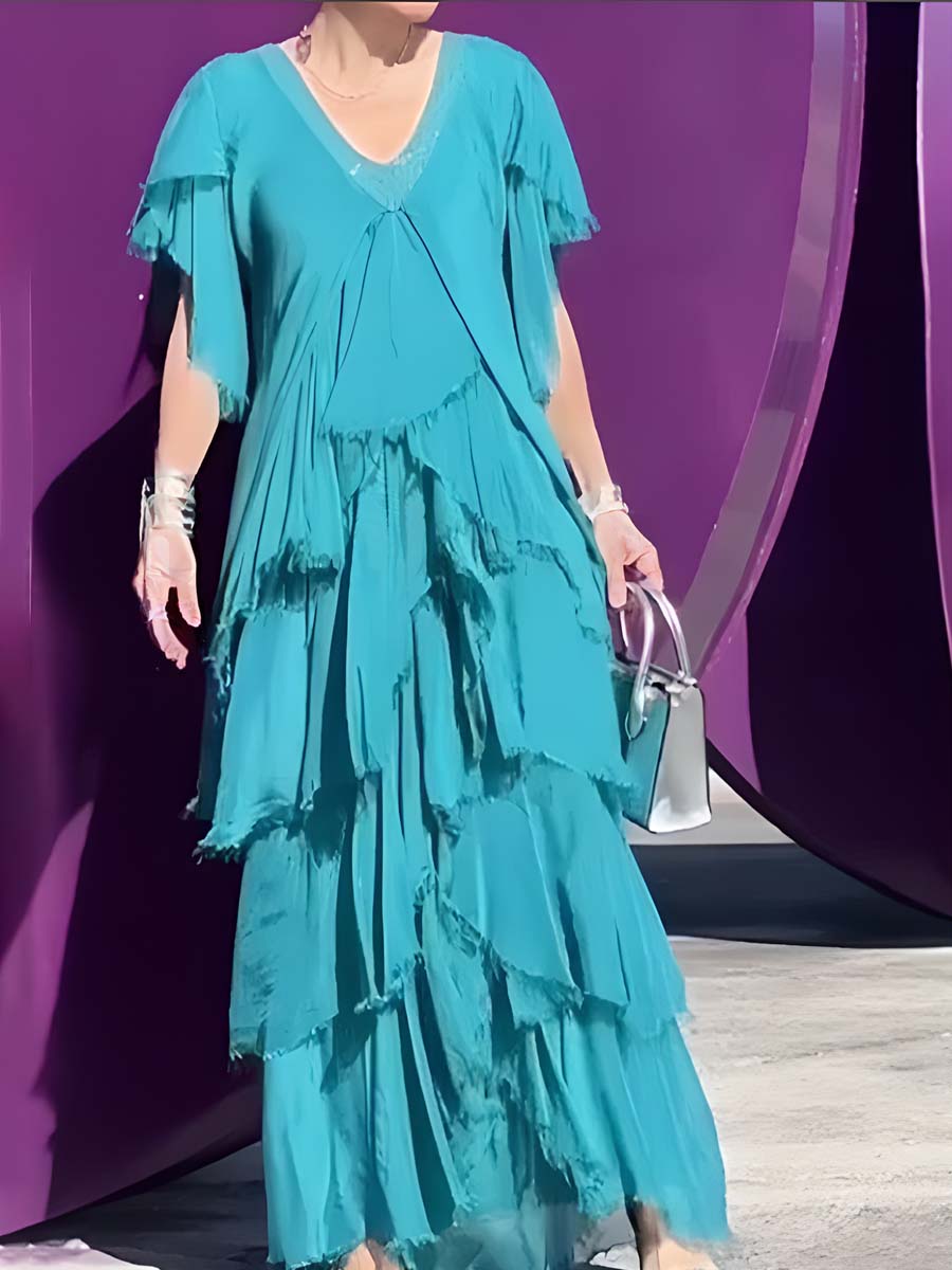 Asymmetric Solid Maxi Dress