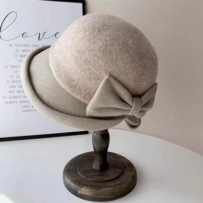Elegant Wool Hat Bow Topper