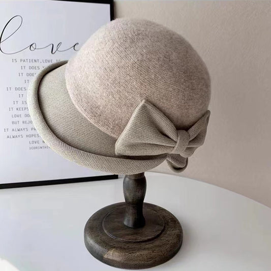 Elegant Wool Hat Bow Topper