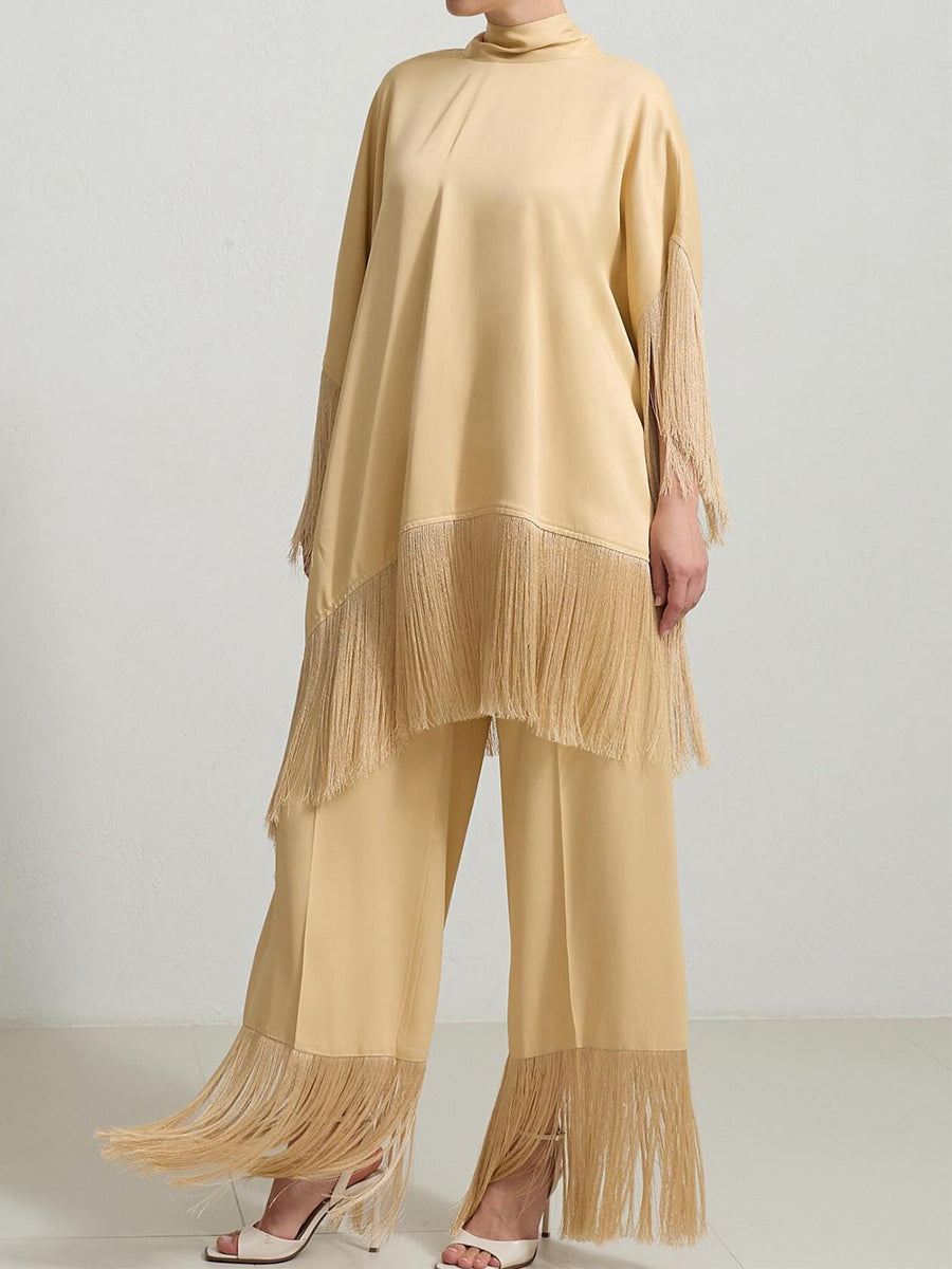 High Neck Tassel Two Pieces Set