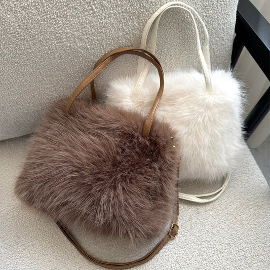 Faux Fox Fur Messenger Bag Shoulder Bag