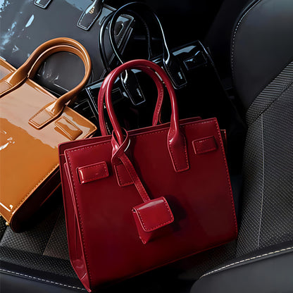 Accordion-style Patent Leather Shoulder Bag Handbag