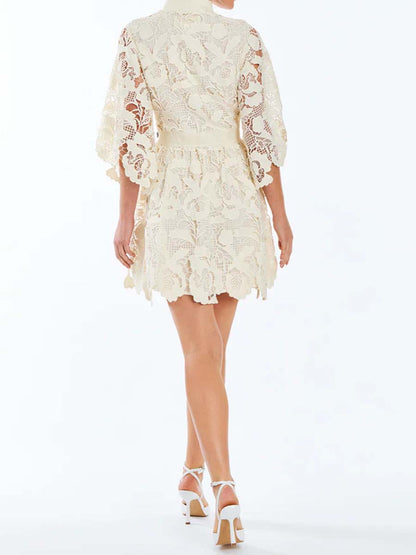 Elegant Lace Bow Mini Dress