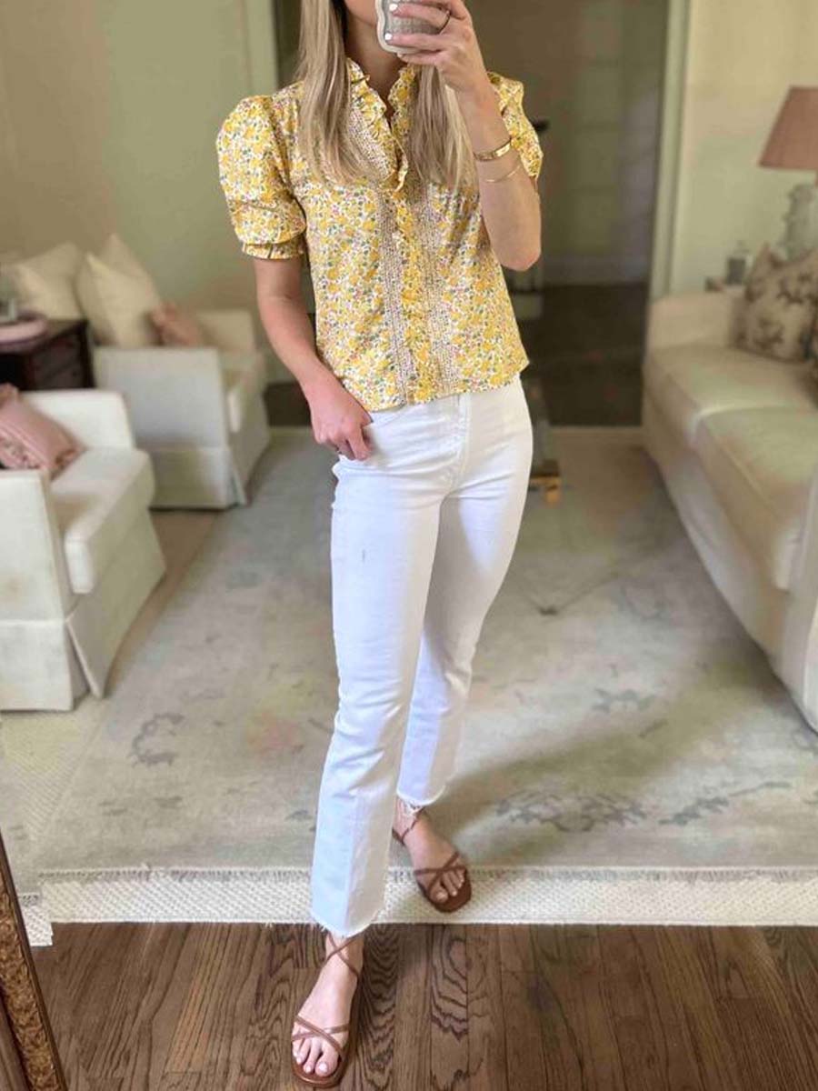 Floral Print Ruffled Top