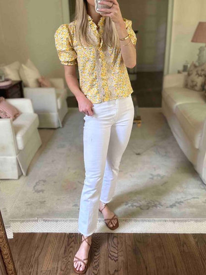 Floral Print Ruffled Top