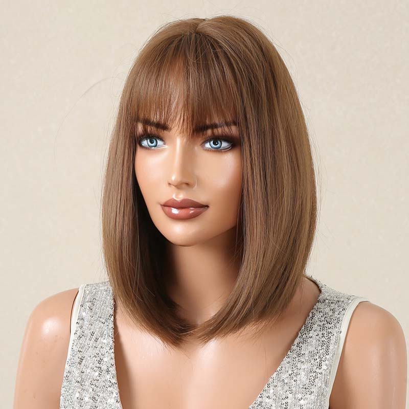 Women's Full Head Wefted Wig With Bangs