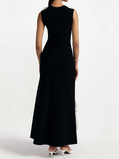3D Flower Sleeveless Maxi Dress