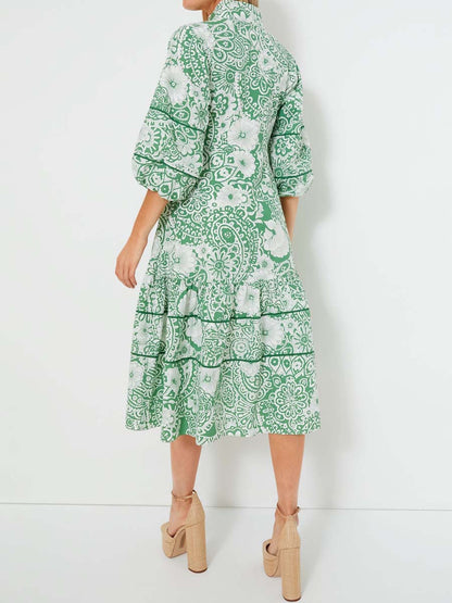 Floral Print Puff Sleeve Maxi Dress