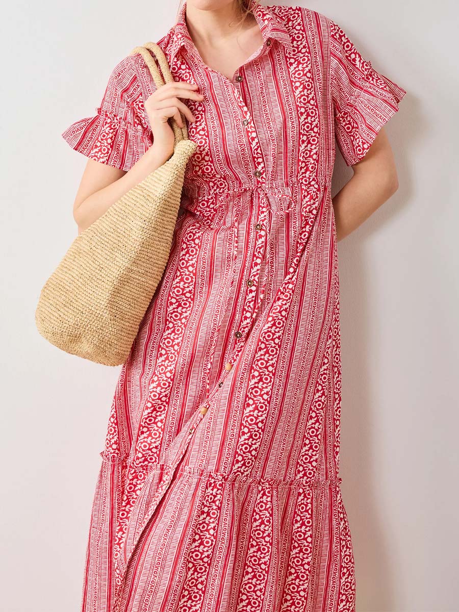 Flowy Flutter Sleeve Printed Dress
