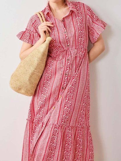 Flowy Flutter Sleeve Printed Dress