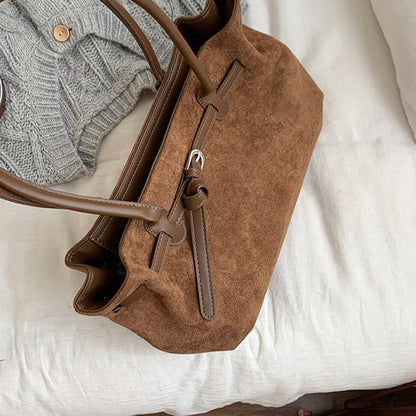 Vintage Large Capacity Suede Tote Bag Underarm Bag