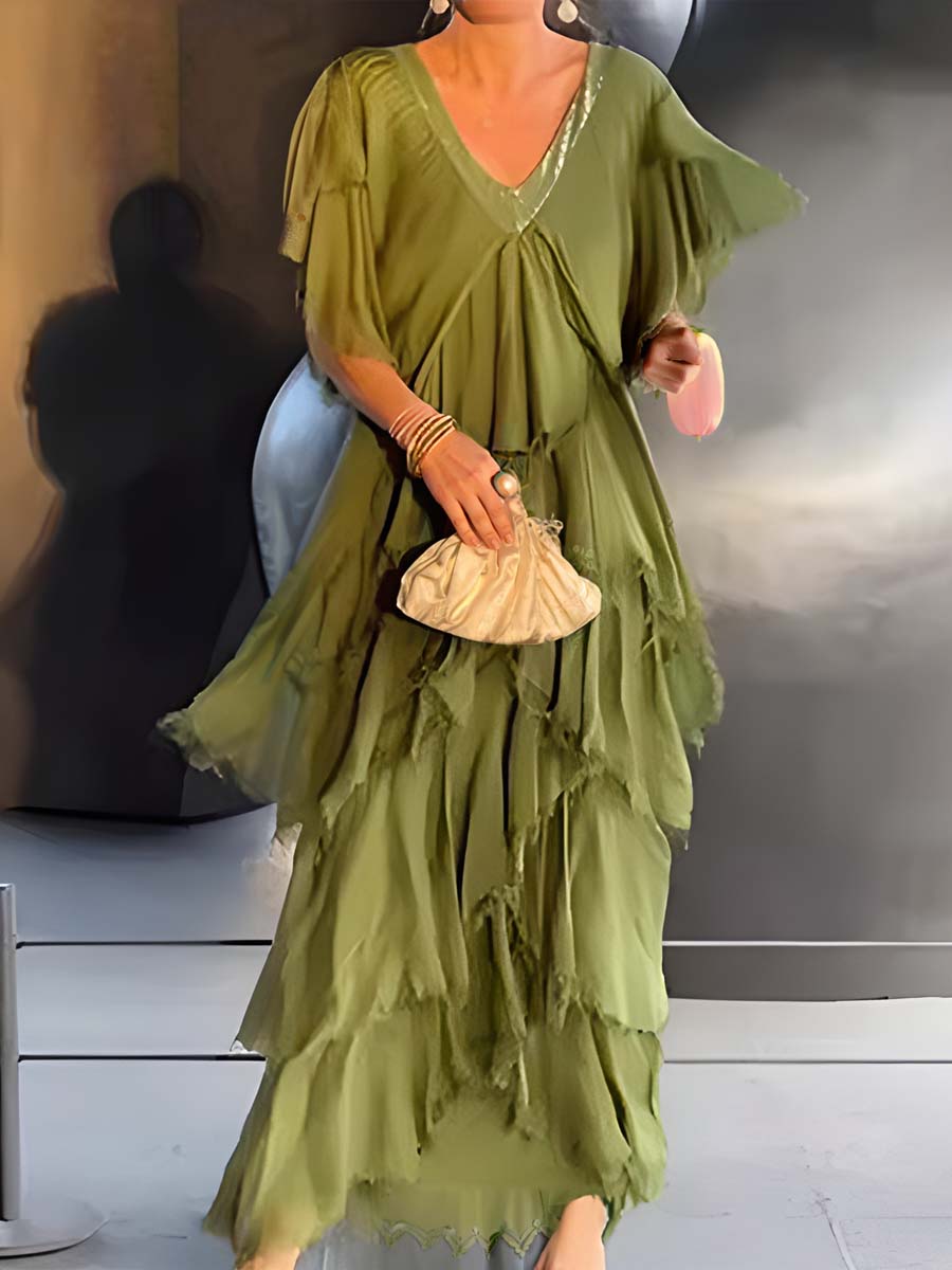 Asymmetric Solid Maxi Dress