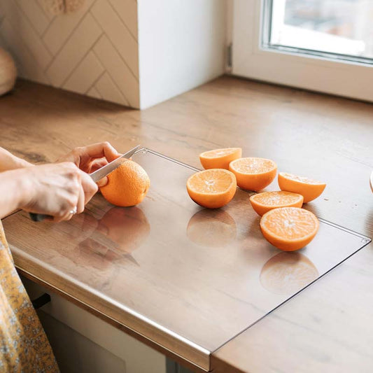 Acrylic Cutting Board With Counter Lip Waste Container Clear Cutting Boards for Kitchen Counter Non Sli