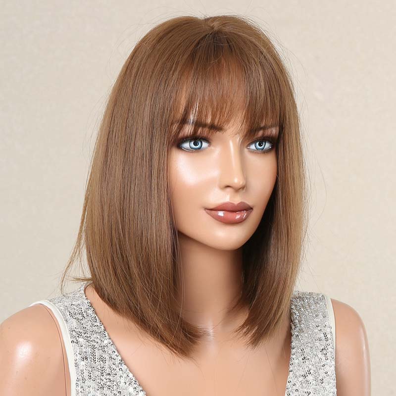 Women's Full Head Wefted Wig With Bangs