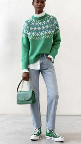 Fresh Green Long Sleeve Sweater