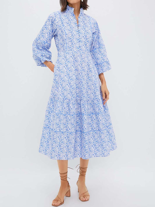 Floral Print Puff Sleeve Maxi Dress