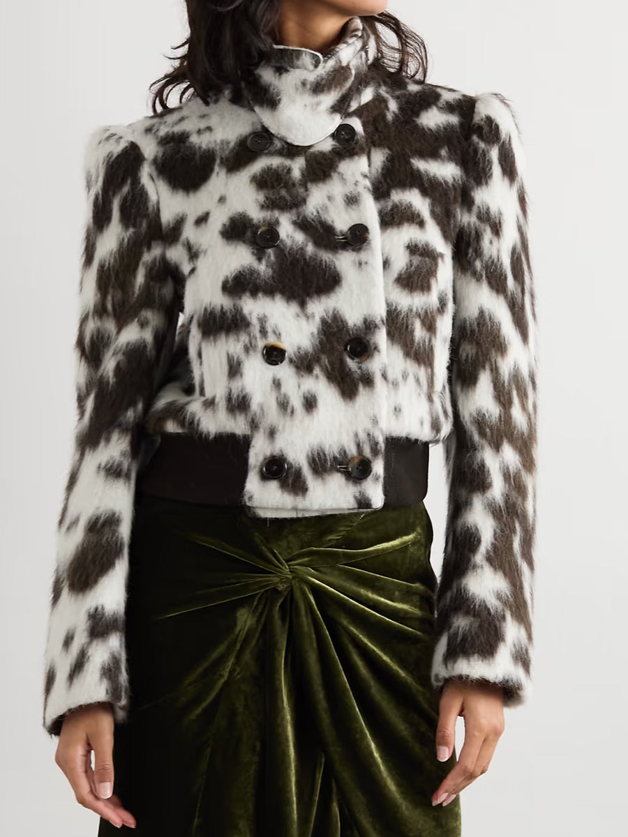 Cow-print Double-breasted Jacket