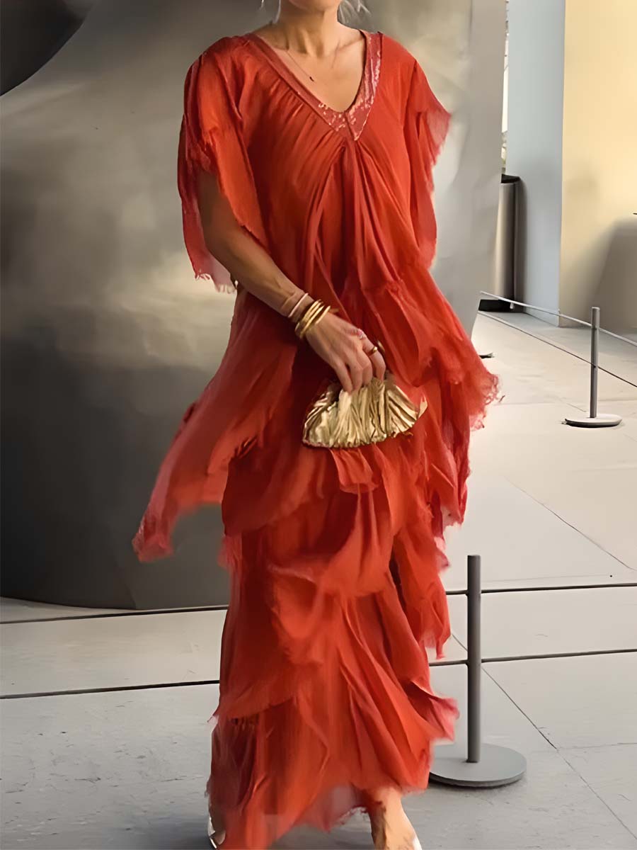 Asymmetric Solid Maxi Dress