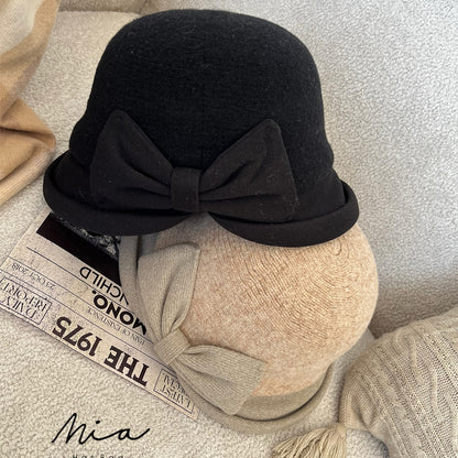 Elegant Wool Hat Bow Topper
