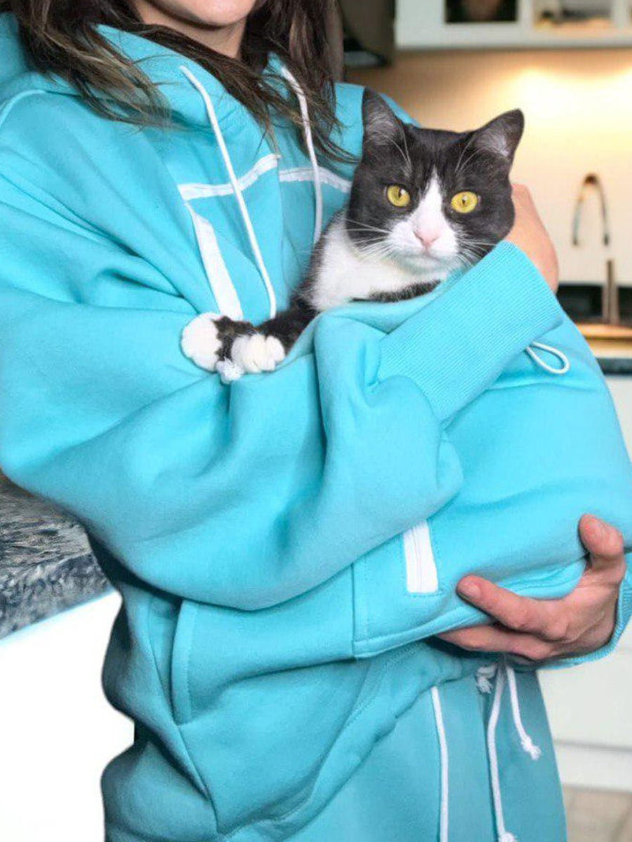 Zip Up Pockets Pet Carrier Hoodie