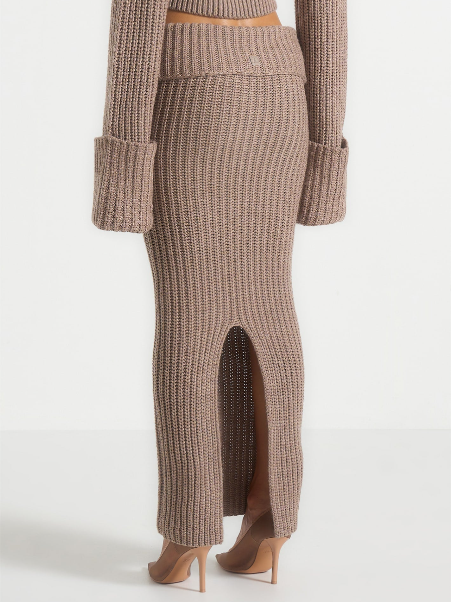 Turtleneck Knitted Skirt Suit
