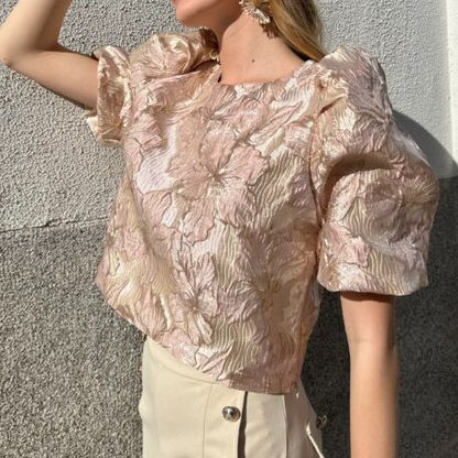 Jacquard Flower Blouse
