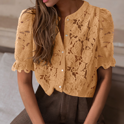 Elegant Lace Short Sleeve Shirt