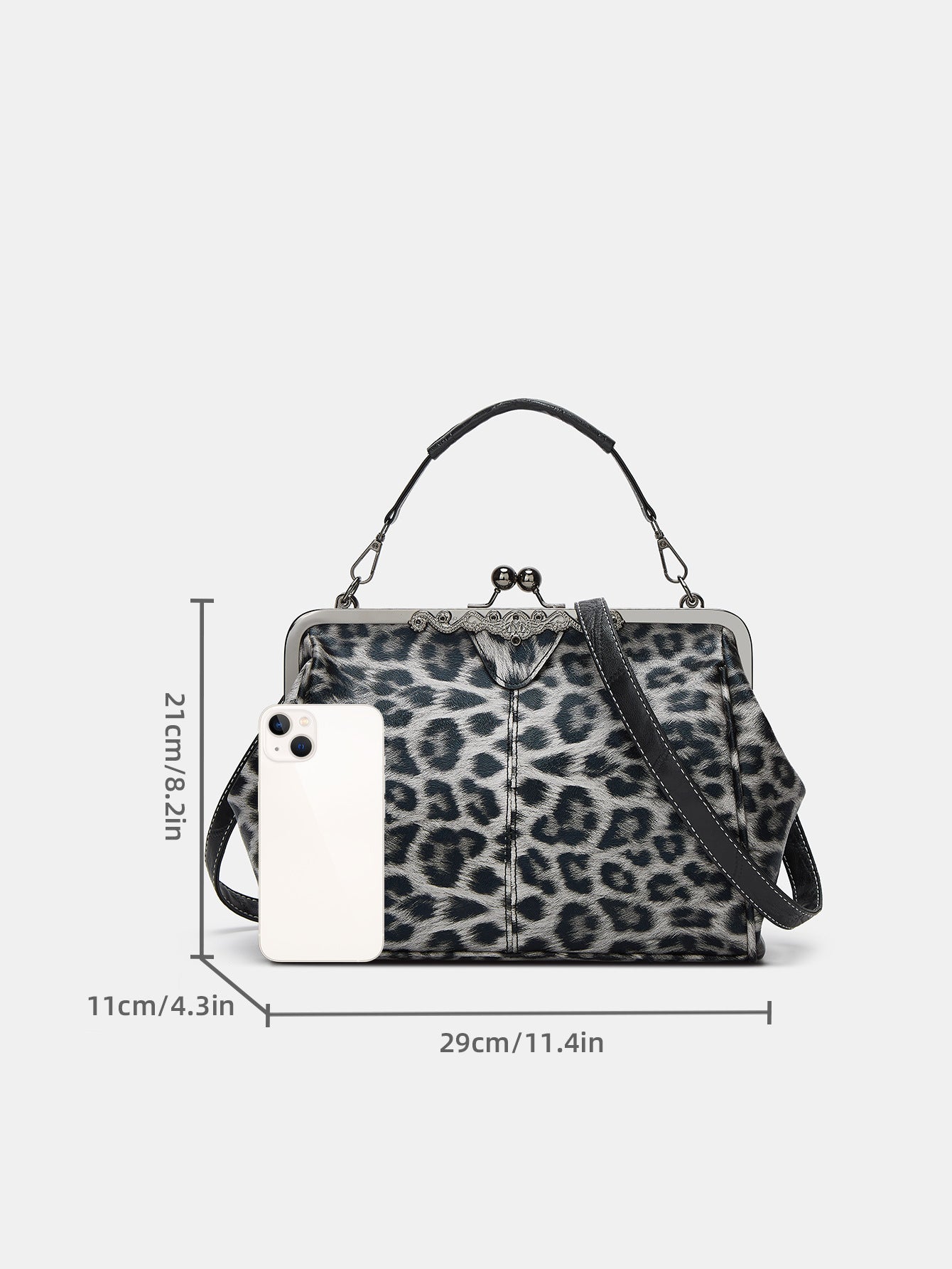 Leopard-Print Metallic Lock Bag
