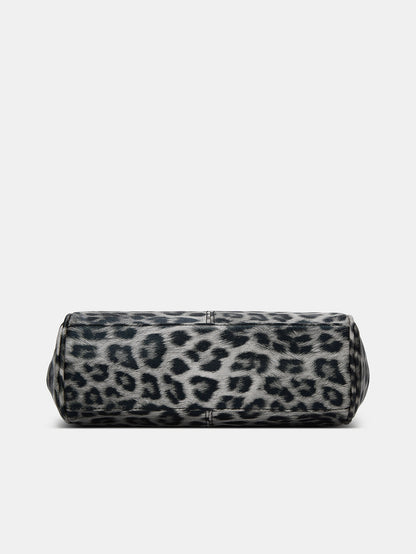 Leopard-Print Metallic Lock Bag