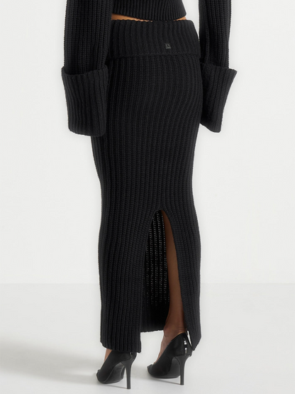 Turtleneck Knitted Skirt Suit