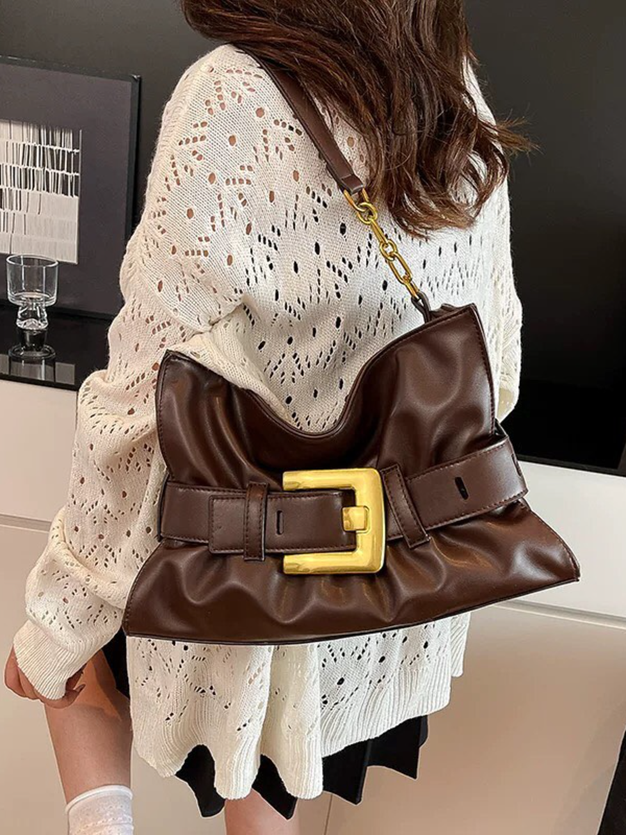 Metal Buckle Strap Shoulder Bag