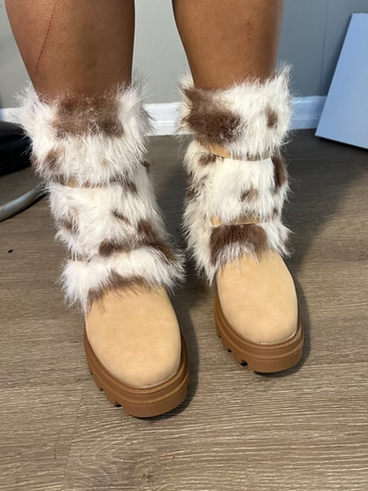 Plush Buckle Boots