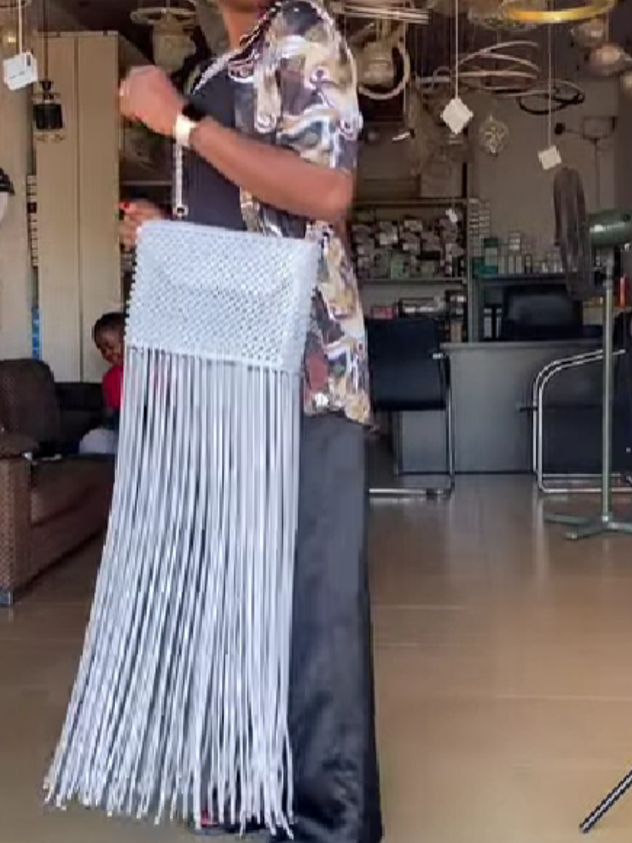 Beaded Fringed Crossbody Bag