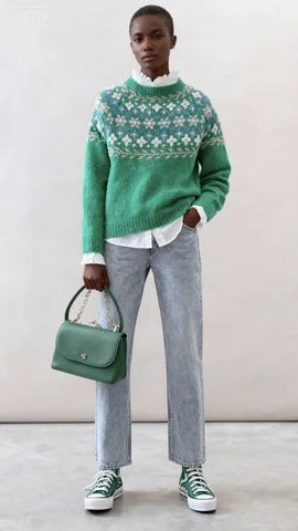 Fresh Green Long Sleeve Sweater