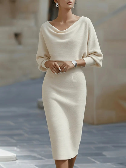 Draped Batwing Midi Dress