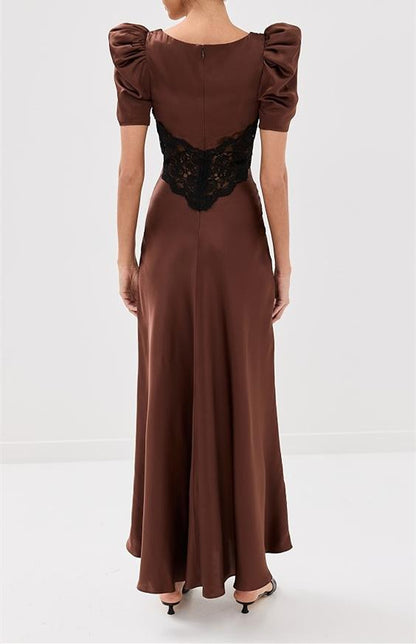 Brown Lace Gown Dress